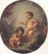 Francois Boucher The Baby Jesus and the Infant St.John oil on canvas